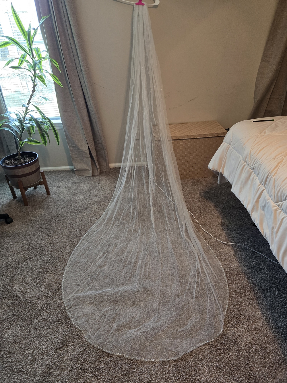 White Bridal Veil Long Cathedral Tulle Hair Accessory